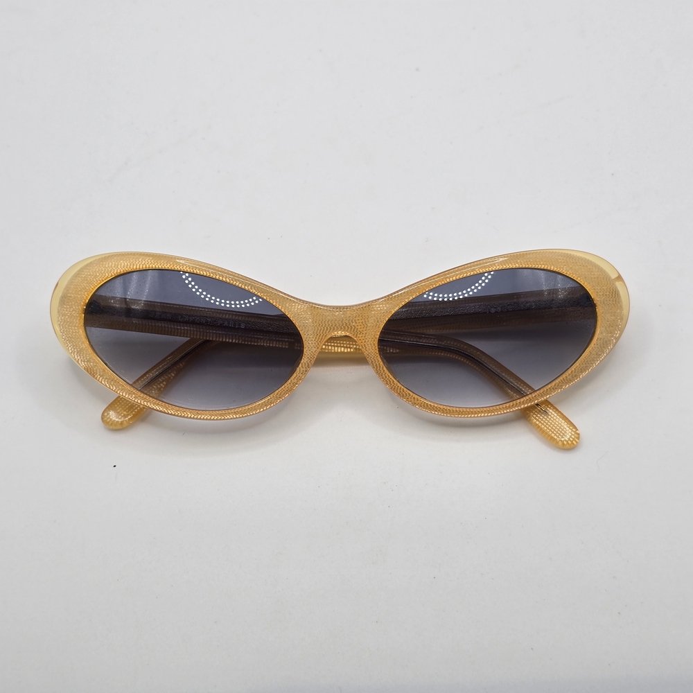 Vintage Jean Lafont Paris Gold Frame Sunglasses Blue Lenses - Picture 7 of 8